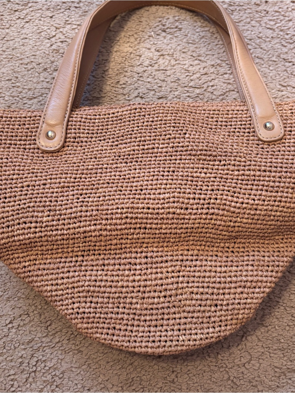 Helen Kaminski Woven Raffia Bucket Tote Bag with Leather Handles - Tan - Picture 5 of 9